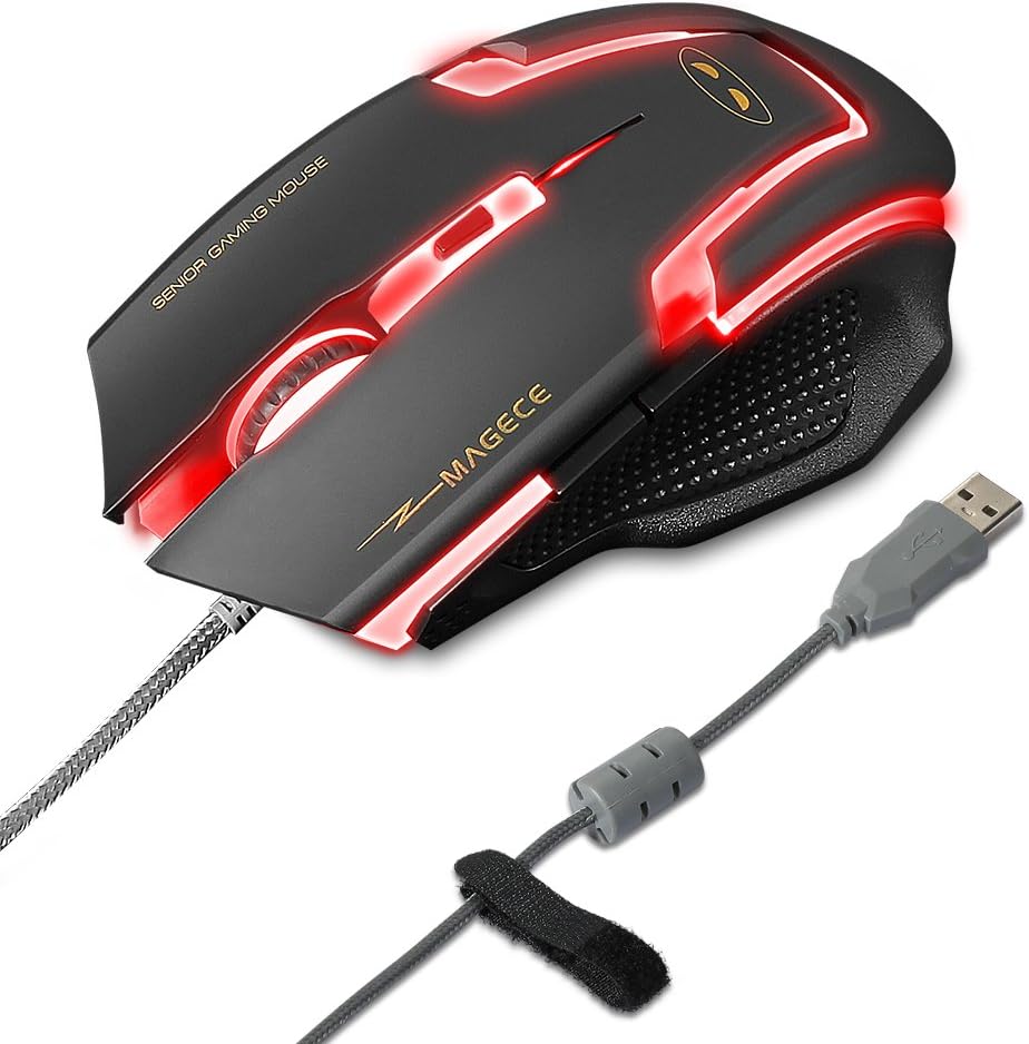 Magece G1 Professional 3200 DPI LED Optical USB Wired With 6 Buttons Gaming Mouse Mice for Computer PC Gamer(Black)