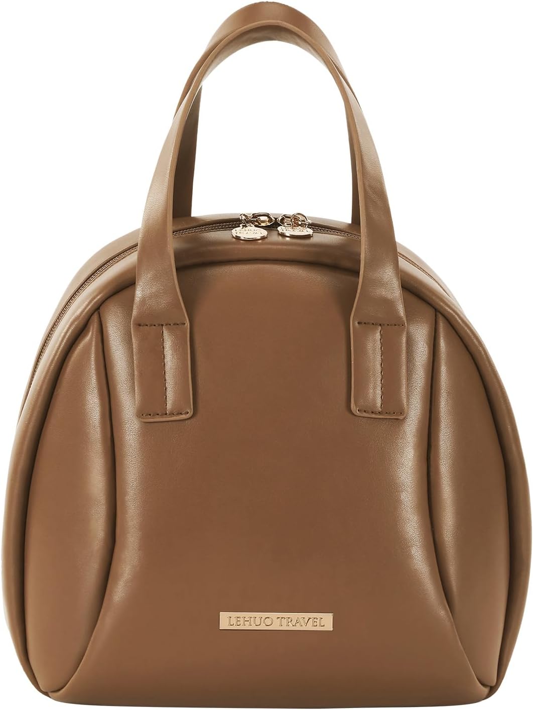 Travel Makeup Bag, Cosmetic Bags for Women and Girls,PU Leather Waterproof Make up Organizer,Portable Toiletry Bag With Handle and Divider?Brown