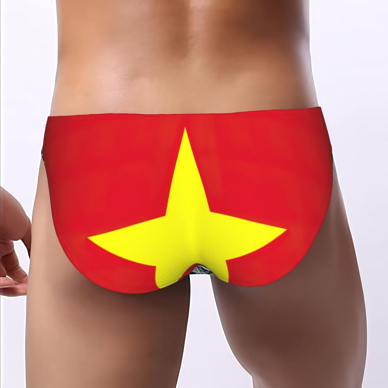 Vietnamese Flag Print Mens Underwear With Pouch Smooth Men'S Briefs Low Rise Bikini Briefs For Men For All Day Comfort