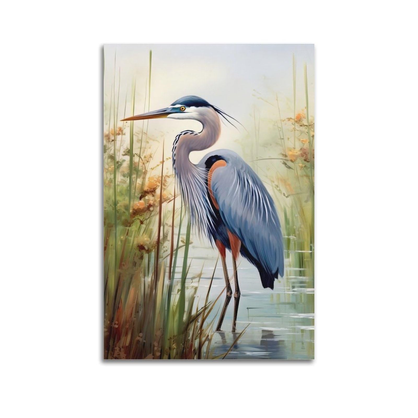 ZSZWHJ Animal Artwork Poster Egrets by The River Poster Decorative Painting Canvas Wall Posters And Art Picture Print Modern Family Bedroom Decor Posters 12x18inch(30x45cm)