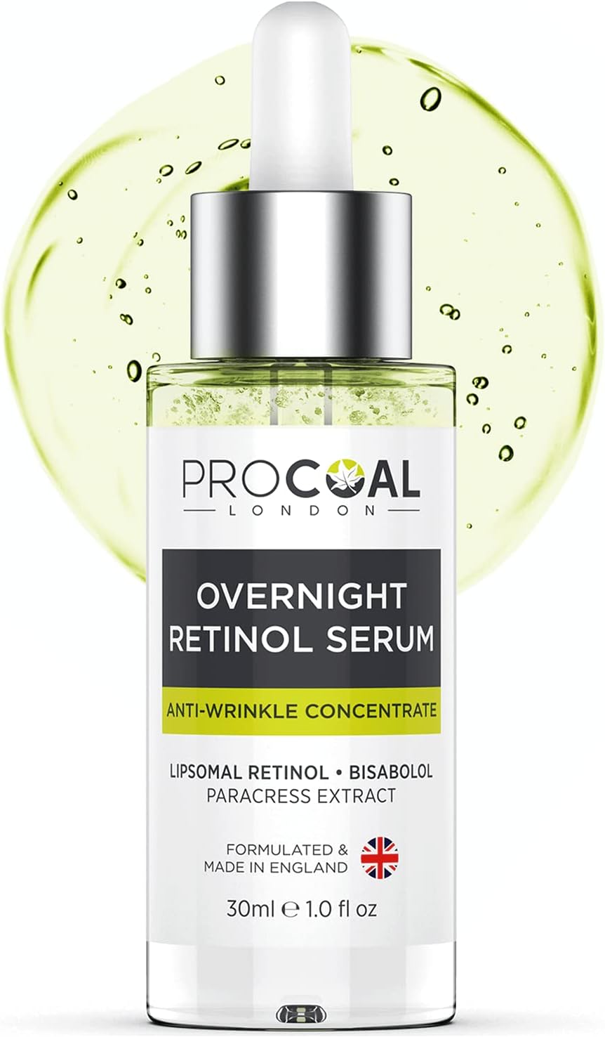 Procoal Overnight Retinol Serum - High Strength for Face 3% Retinol Complex Night Concentrate with Bisabolol & Paracress Extract, Vegan, Cruelty-Free, Made in UK 30ml