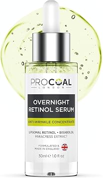 NEW Overnight Retinol Serum High Strength for Face 30ml by Procoal - 3% Retinol Complex Night Concentrate with Bisabolol & Paracress Extract, Vegan, Cruelty-Free, Made in UK