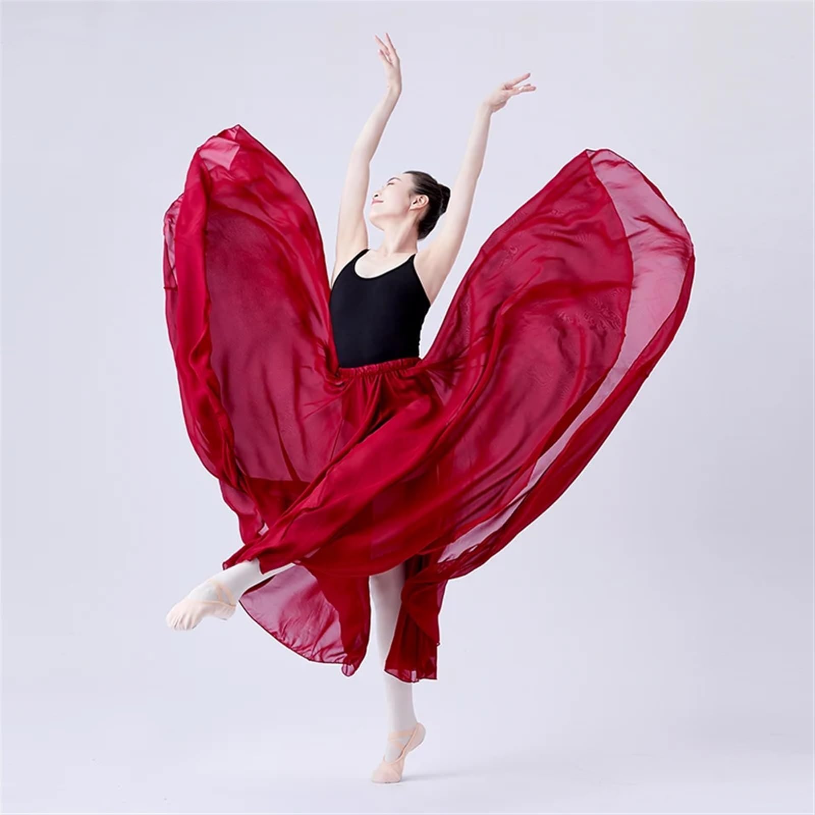 Falda Ballet Mujer Falda de Ballet Larga de Gasa for Mujer, Falda de Baile, tutú, Trajes de Baile de Ballet, Falda Larga for Adultos for Bailar(White 540 Degree,L)