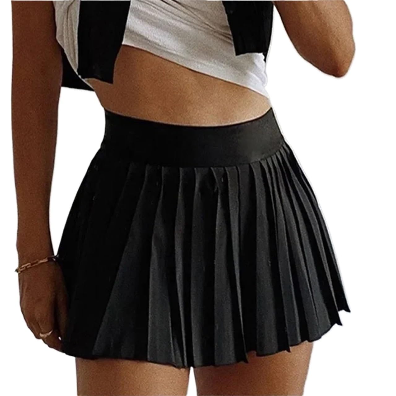 Tennisrock Damen Plissierte Schwarze Tennisröcke Damen Golf Sportrock Plus Size Fitness Shorts Hohe Taille Gym Workout Laufskorts