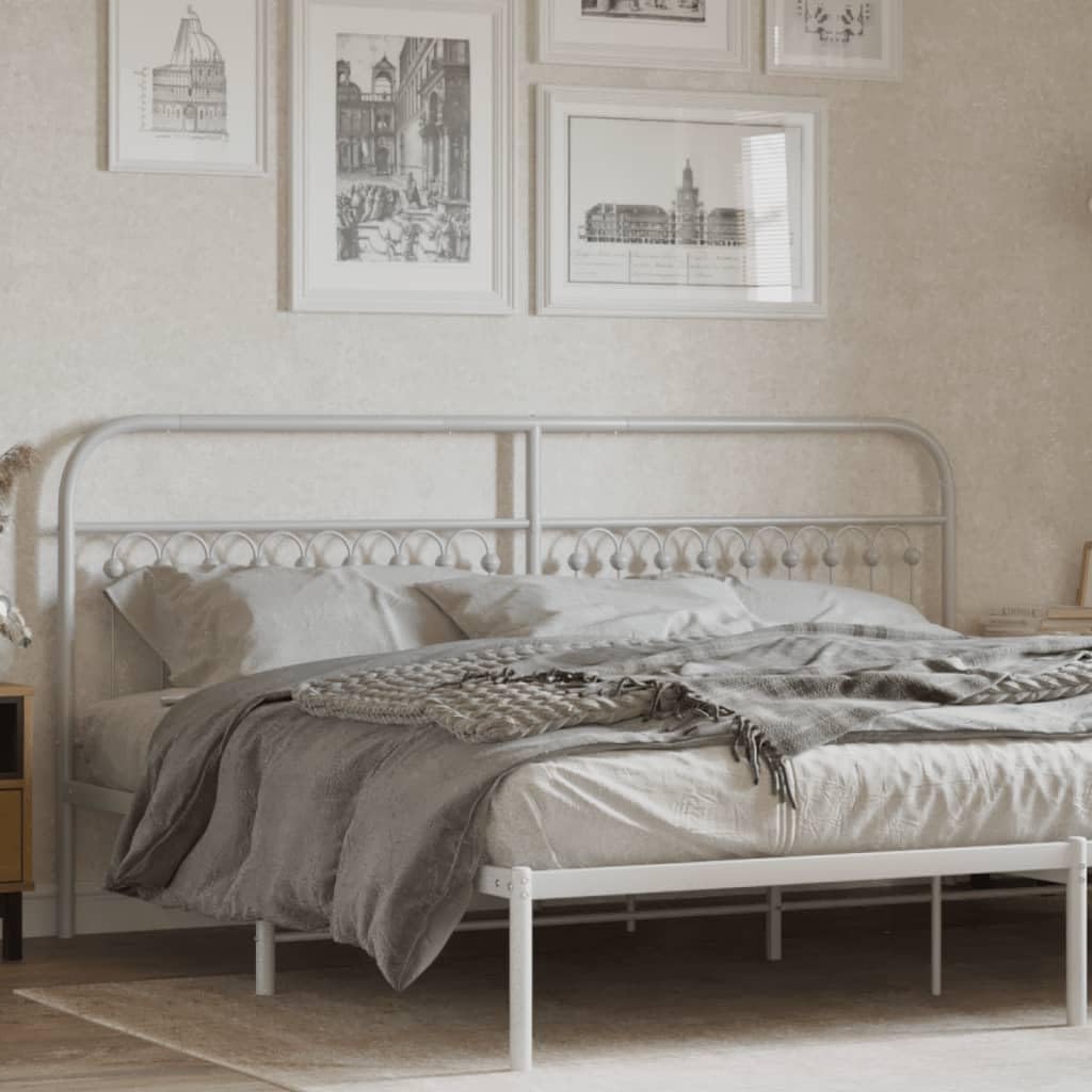 Testiera in metallo bianco 200 cm per telaio letto, robusta cuffia in acciaio, design elegante, supporto durante la lettura, facile da montare