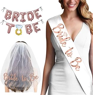 Bride to Be 3点セット 花嫁ベール サッシュ アルミ風船 独身パーティー ブライダル ショルダー ベール たすき バルーン リング ウェディング 飾り付けセット パーティー飾り 女の子 おしゃれ バチェロレッテパーティー 結婚 記念 デコレーション