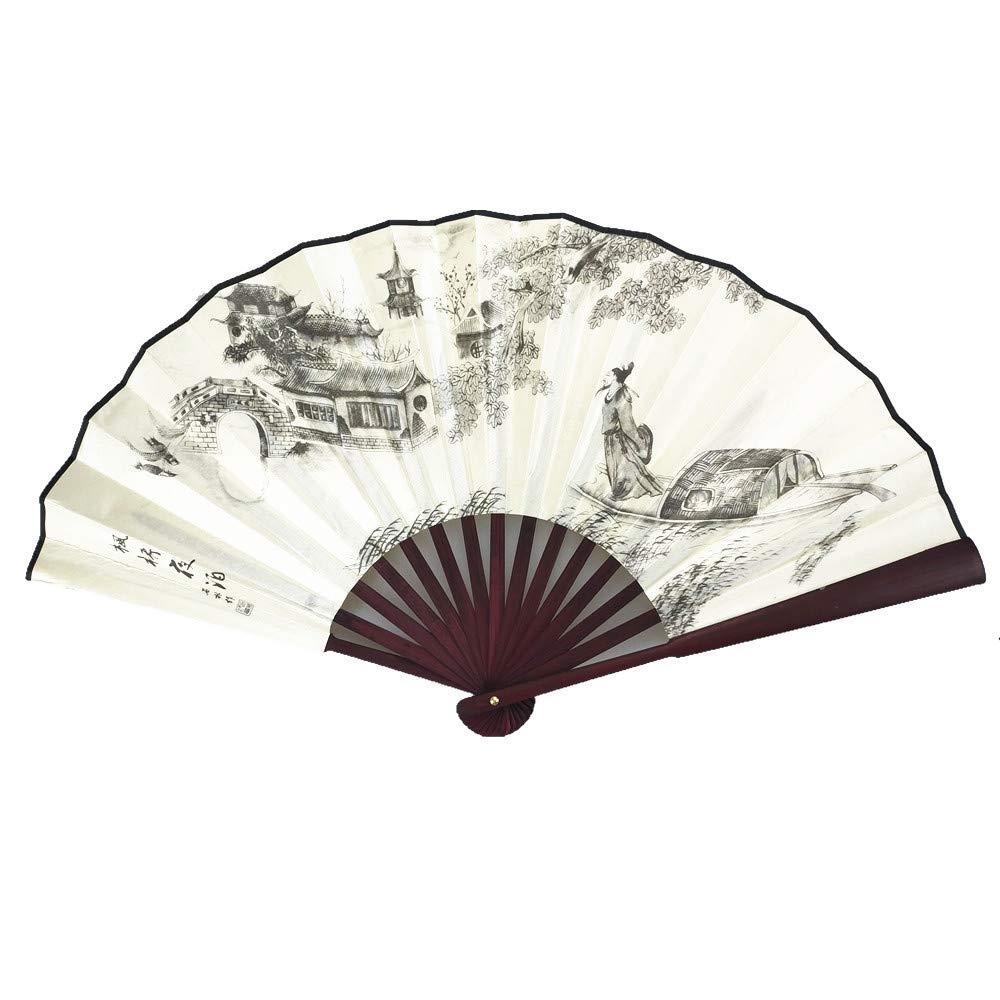 Enertai Men's Style_1 Bamboo Chinese Fan Tai Chi Kung Fu Folding Fans Made Of Silk And Elastic Bamboo(13Inch)
