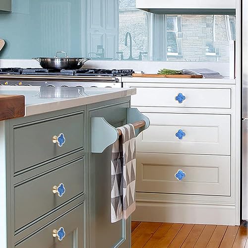 Miniatura 6 de 6 pomos de trébol de latón de cuatro hojas, pomos dorados para gabinete, cajón, tocador, muebles, cocina, armario, baño, tiradores decorativos de