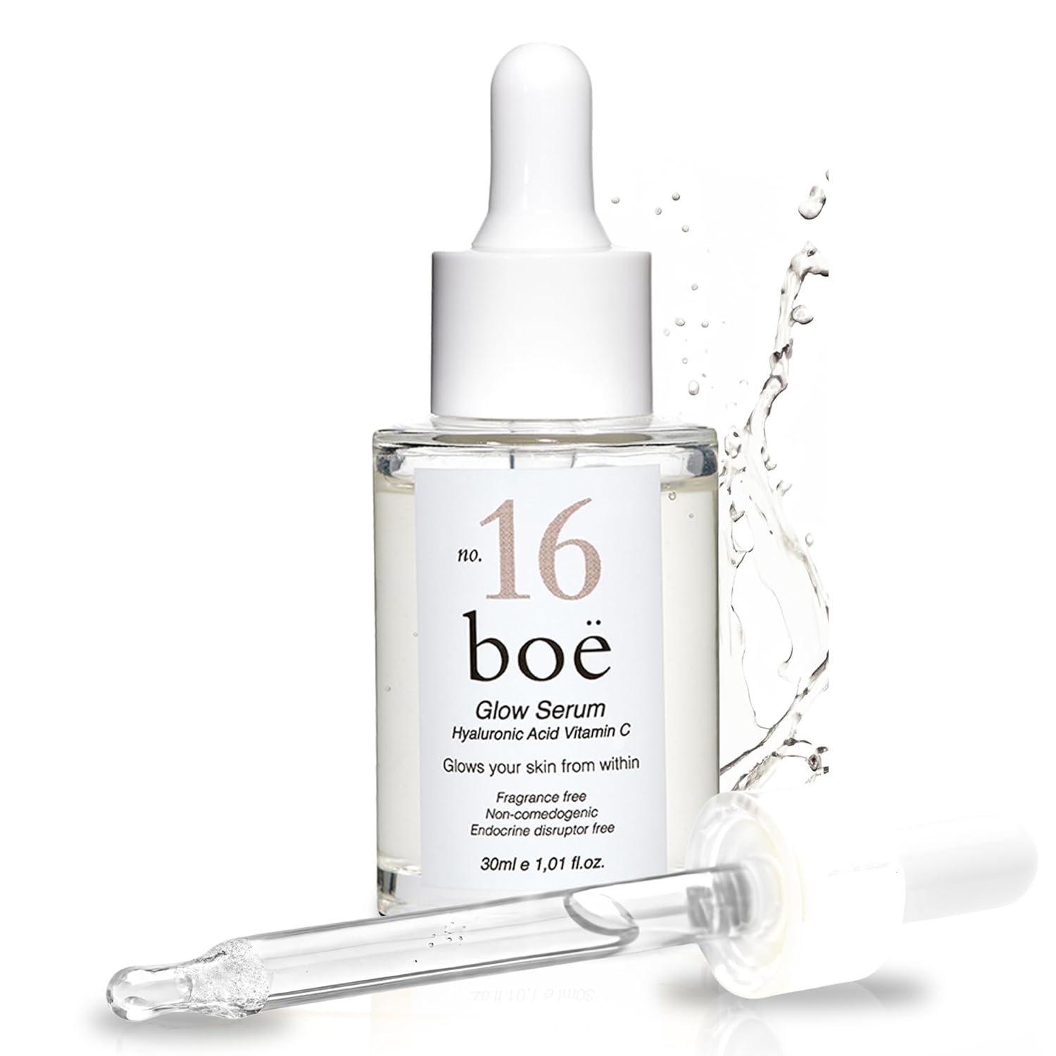 No.16 Glow Face Serum – Hyaluronic Acid Serum for Face with Vitamin C for Hydration, Brightening & Even Skin Tone – Gentle, Fragrance-Free for Sensitive Skin, 30mL