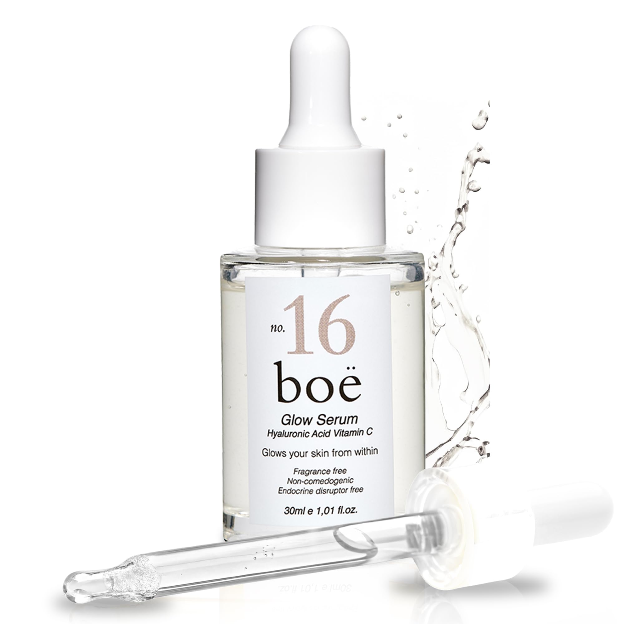 Boë No.16 Glow Face Serum, Hyaluronic Acid Serum for Face with Vitamin C for Hydration Brightening & Even Skin Tone, Gentle