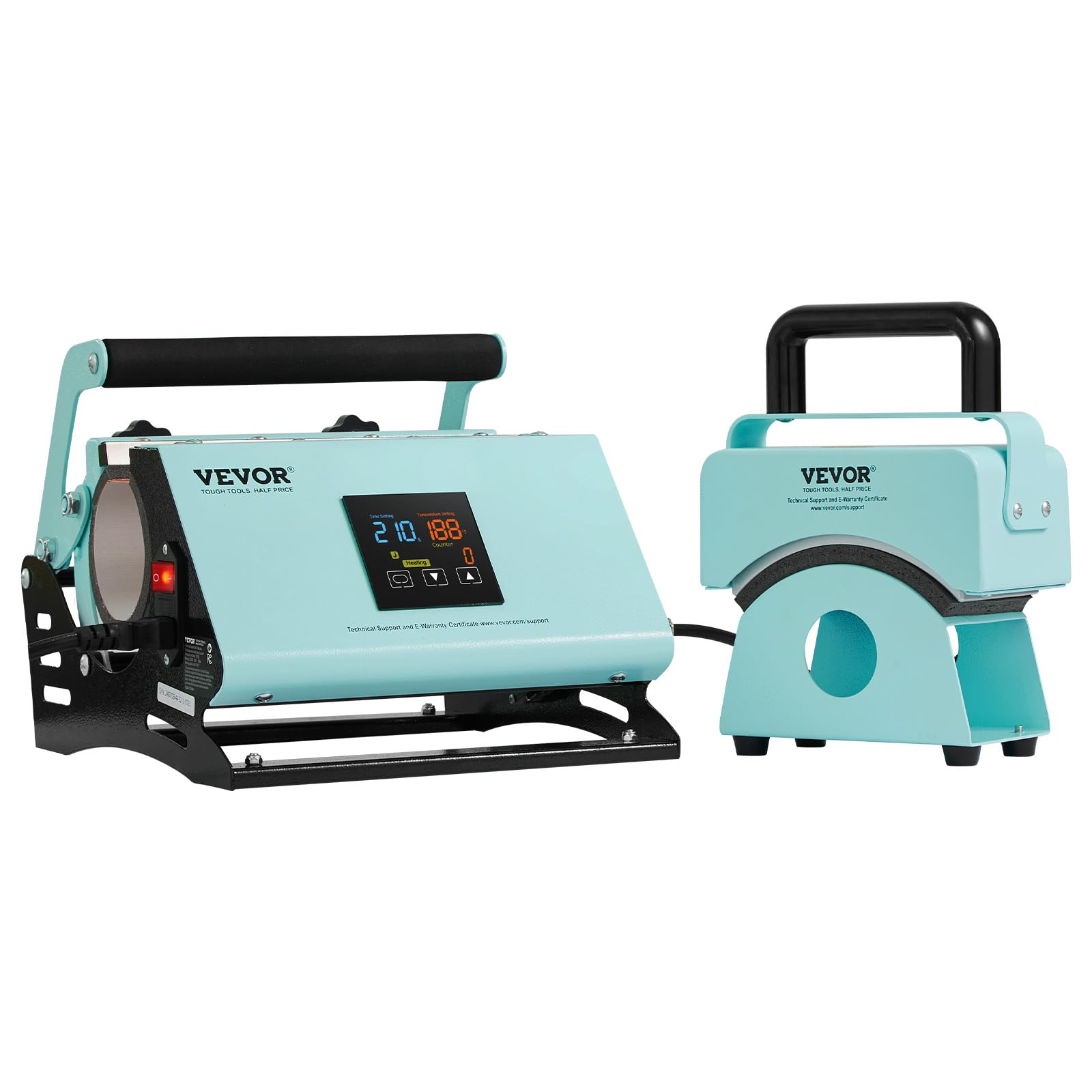VEVOR 2 en 1 Máquina de Prensado Térmico para Vasos y Gorras Mini Prensa Térmica para Sombreros Prensa Térmica para Vasos y Tazas de Sublimación de 11-30 oz, Control de Temperatura y Tiempo, Verde