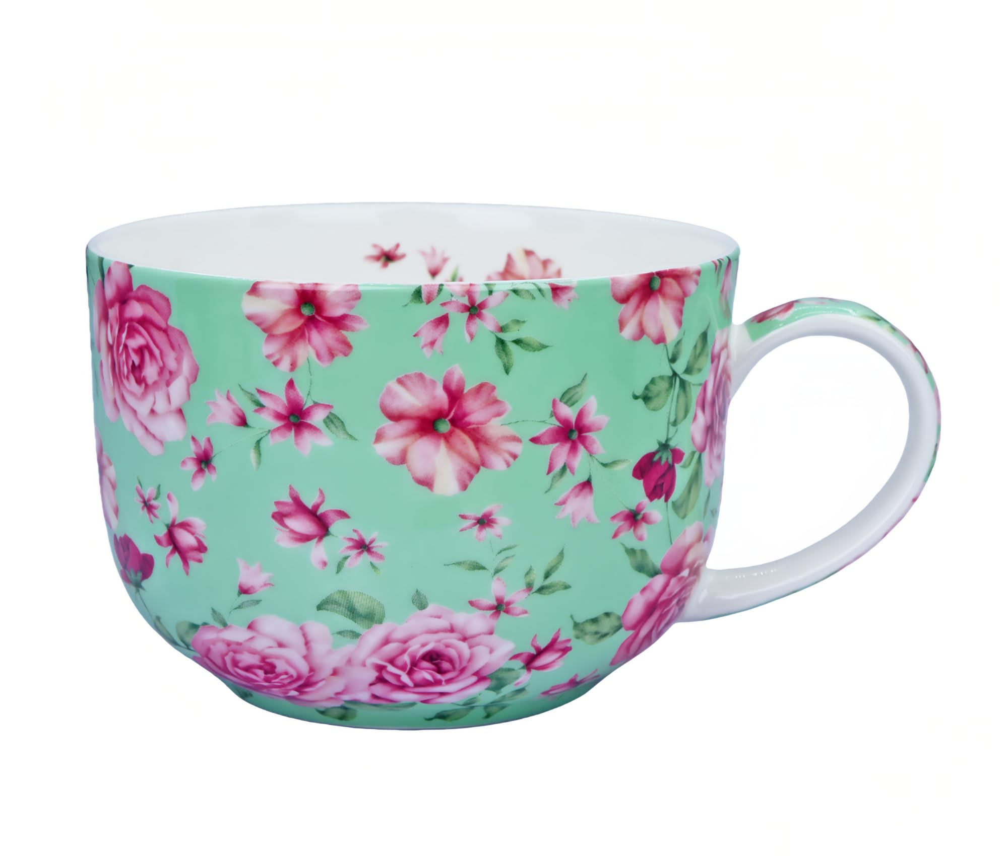 YUESITE Large 25 Ounce Large Coffee Mug Soup Bowls with Handles Oversized Soup Mugs Bone China Soup Mug Cup Soup Bowl for Coffee Cereal Latte (green