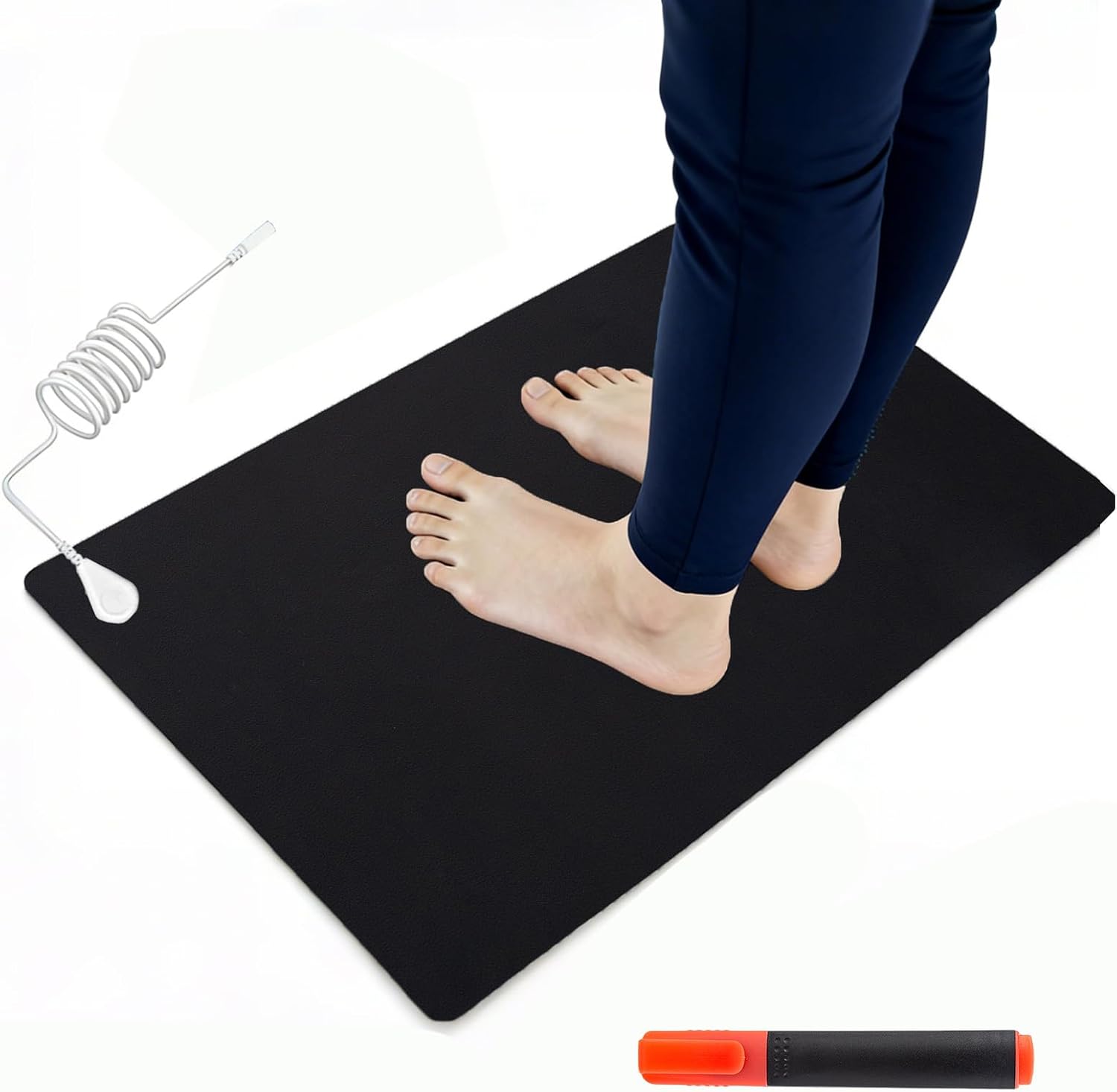 Grounding Mat for Feet, Earth Mat for Sleep Improvement, Back Pain Relief, Muscle Relaxation & Stress, Wellness Grounding Pad, Includes 14.8" Cord and Tester