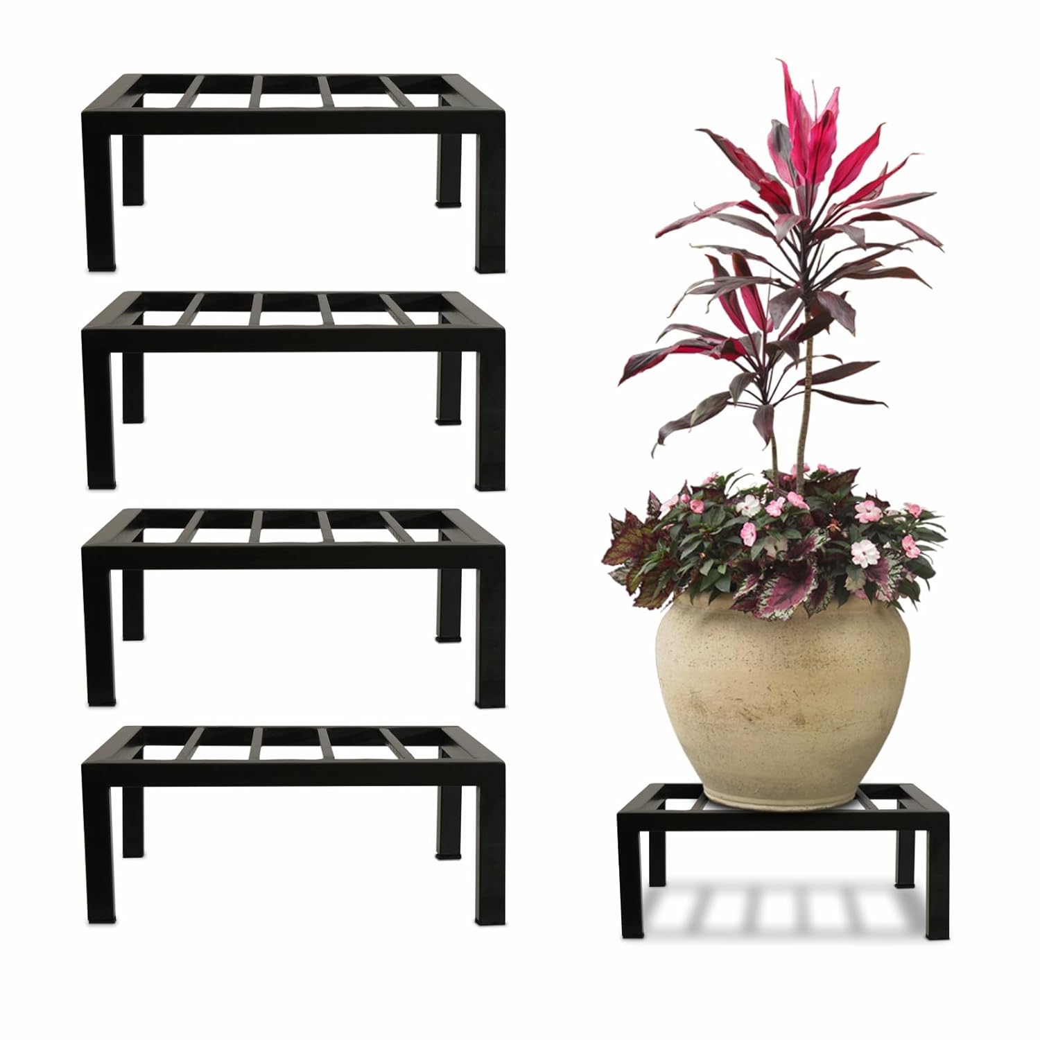 EXALT® Metal Plant Stand For Pots Square Plant Stand For Balcony Pot Stand For Indoor/Outdoor