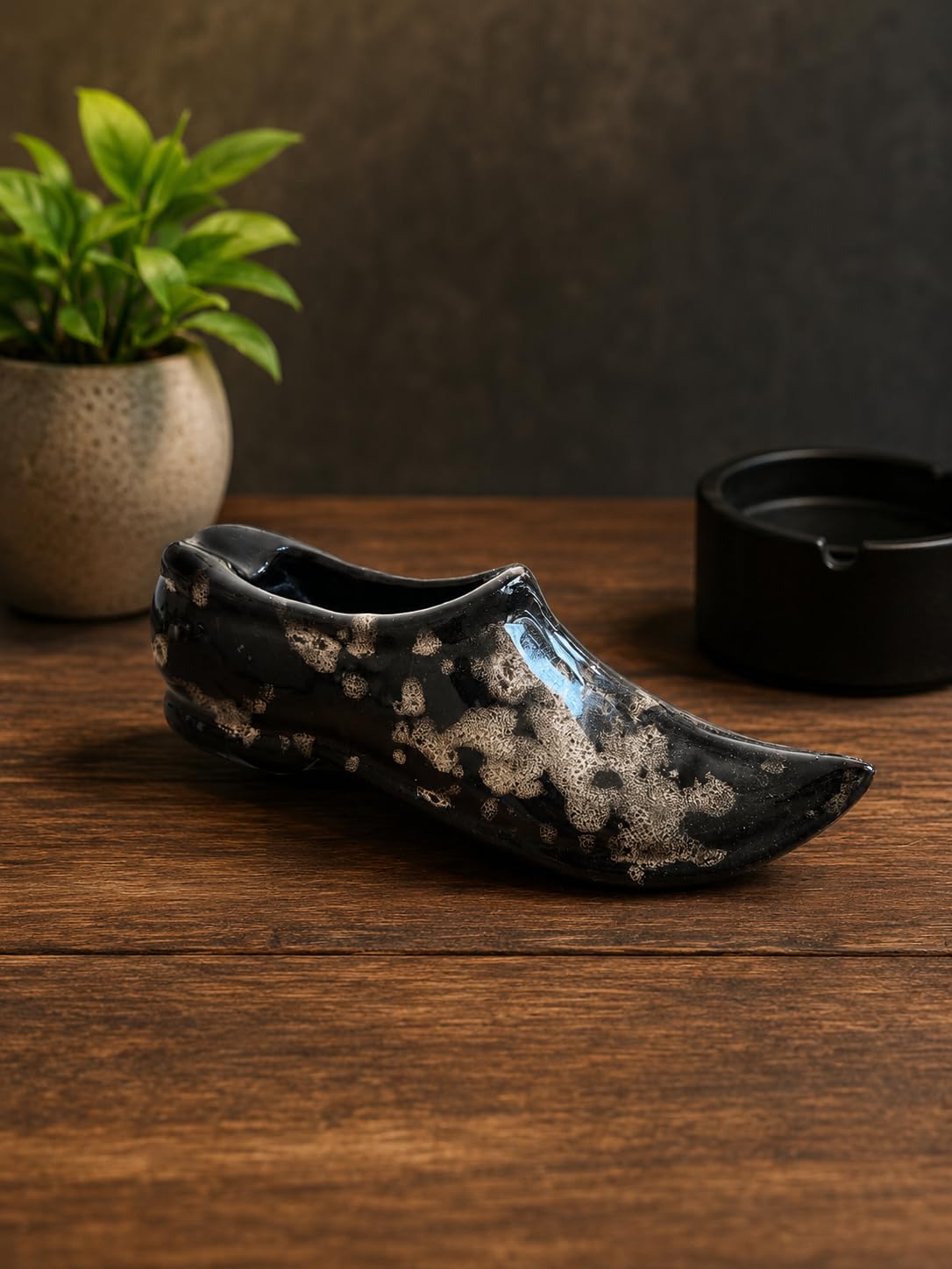 Ceramic Shoe Shaped Ashtray, Decorative Clog Design | Jetwals Glazed Finish, Unique Clog Shape, Desk Decor,, Multicoloyur juti astreyjuti-picture-13