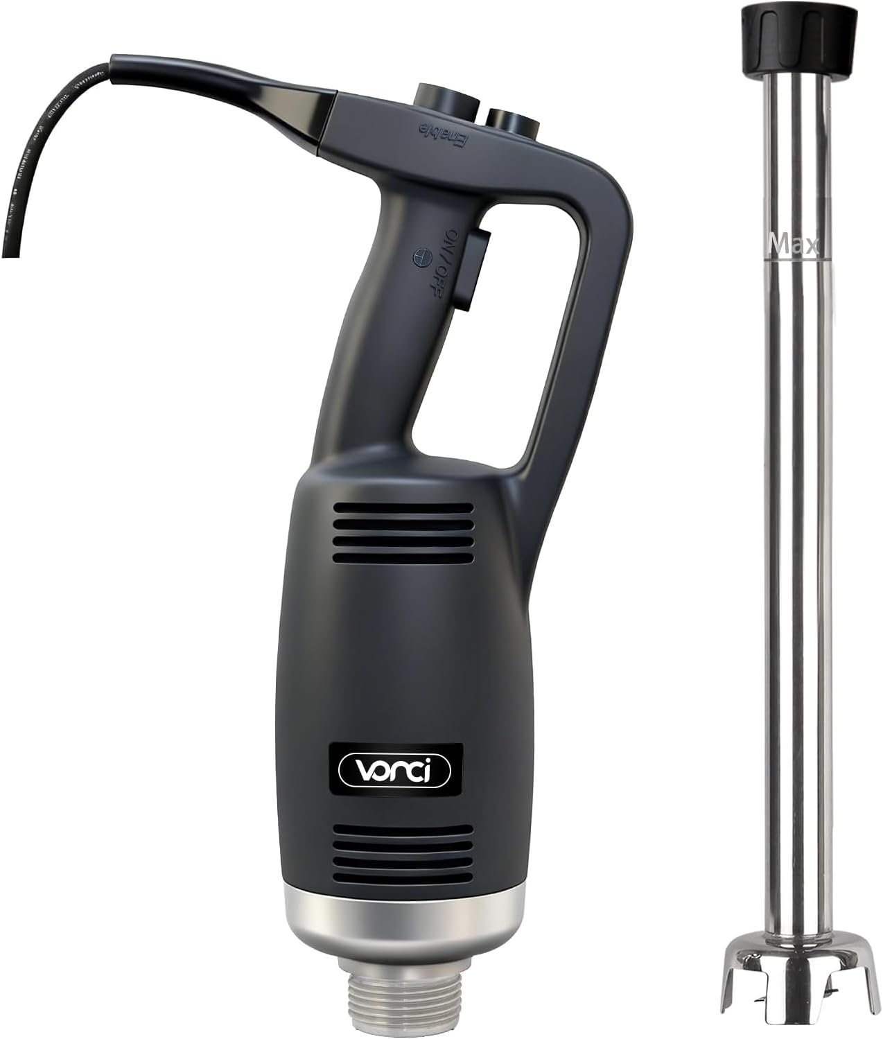 VONCI 750W Commercial Immersion Blender, Extra Heavy Duty Hand Blender with Variable Speed 8000-19000RPM, Handheld Stick Mixer with 22" SUS 304 Shaft, Commercial Emulsifier for Restaurant Kitchen.