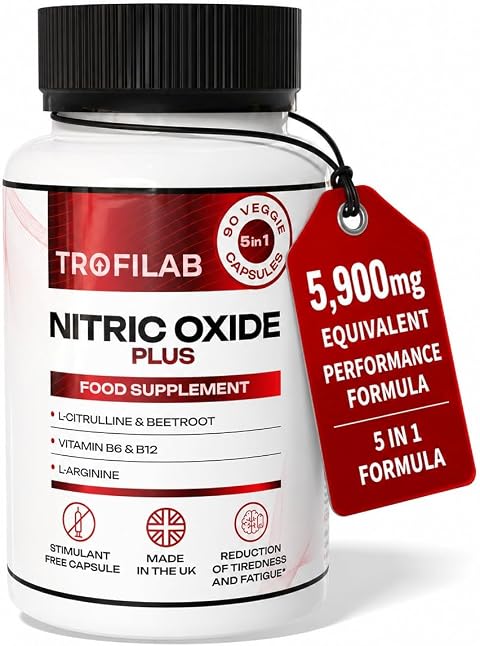 5,900mg Nitric Oxide Plus – Energy, Pump & Endurance - Performance Formula with L-Arginine, L-Citrulline & Beetroot Extract – 90 Capsules(1 Month) - UK Brand