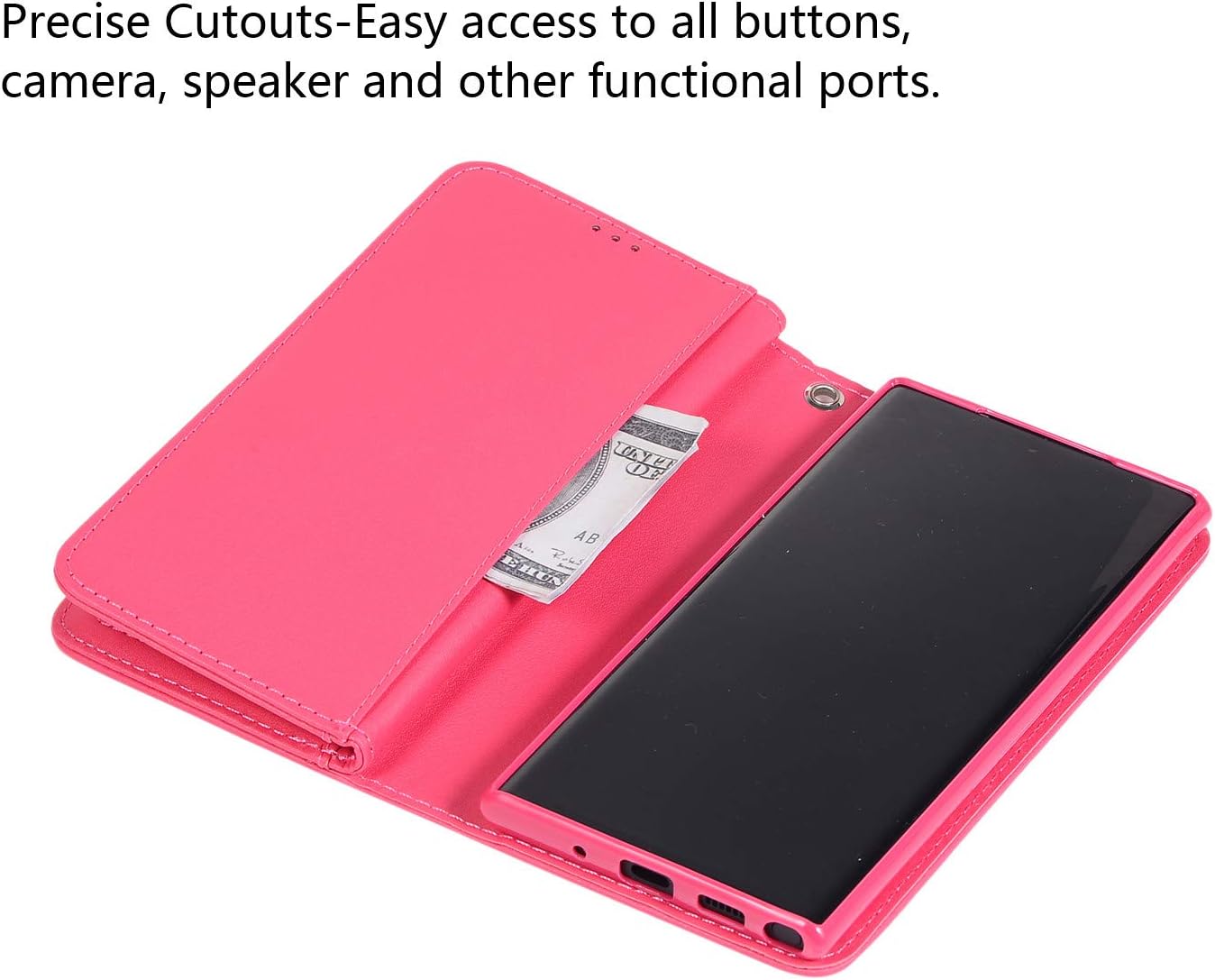 EYZUTAK Wallet Case for Samsung Galaxy Note 9,Magnetic Handbag Zipper Pocket PU Leather Flip with 9 Card Slots and Wrist Strap Folio TPU Inner Stand Case for Samsung Galaxy Note 9 - Rose Red