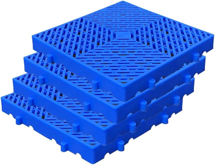 4 Pcs Lightweight Floor Pallets, Blue Twill Plastic Pallets, Indoor Outdoor Storage Pallet Grid Pad, for Supermarket Garages Warehouses,40 * 40cm