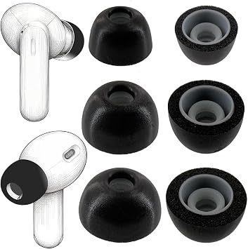Replacement 2 Layers Memory Foam Eartips for JBL Vibe Earbuds,Black | Compatible with JBL Vibe Beam / Vibe Beam 2 / Vibe Buds / Vibe Buds 2 / Tune 230NC / Tune Beam Earbuds,Upgrade Foam Eartips