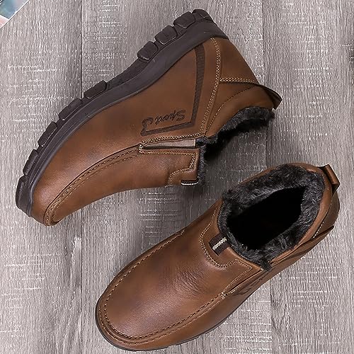 Image of COSIDRAM Men Shoes Winter Snow Boots Cotton-Padded Slip on Casual Warm Walking Sneakers Waterproof House Shoes
