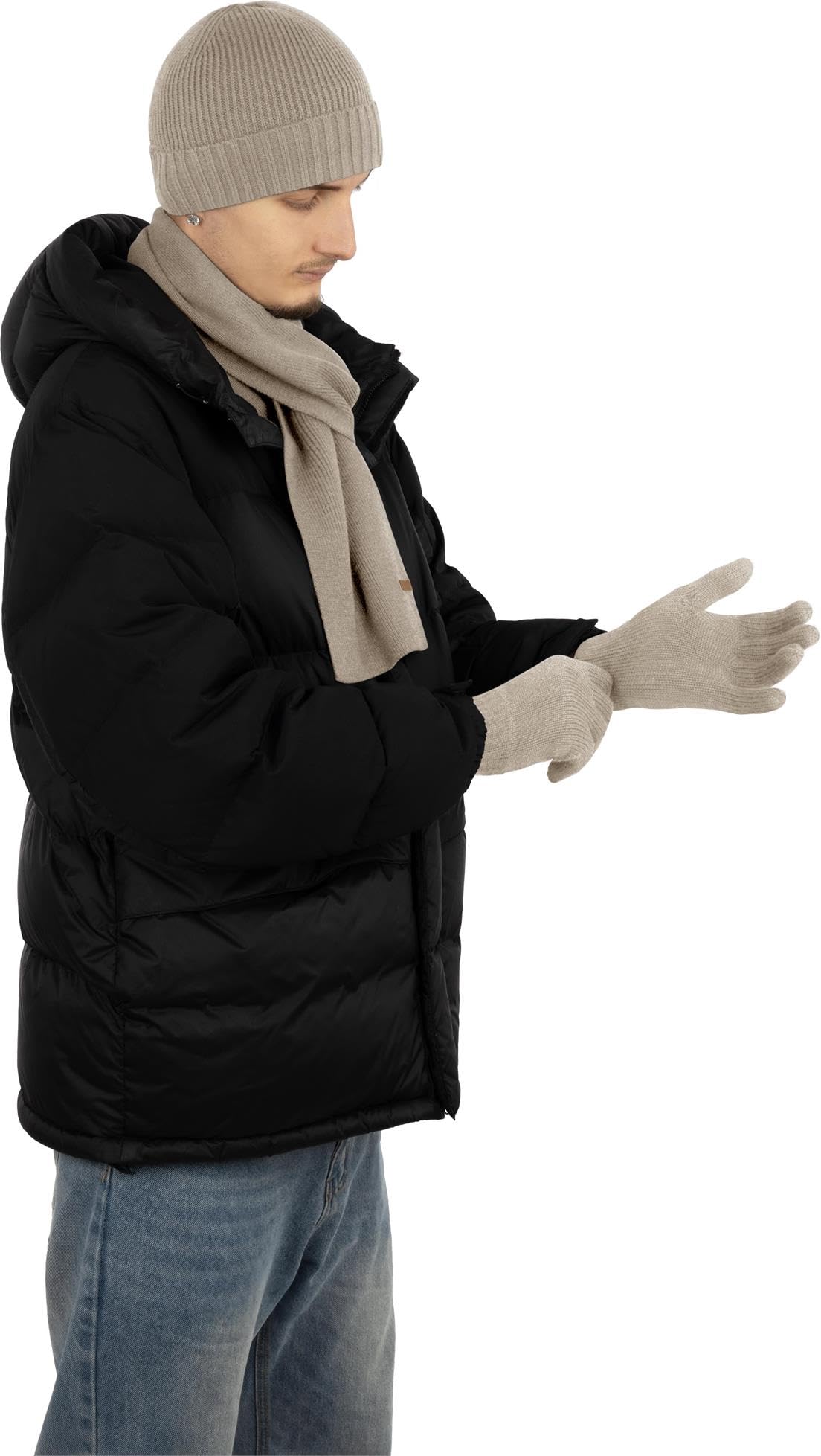 normani Wintermütze und Schal aus Merinowolle für Damen und Herren perfektes Set für die kalte Jahreszeit