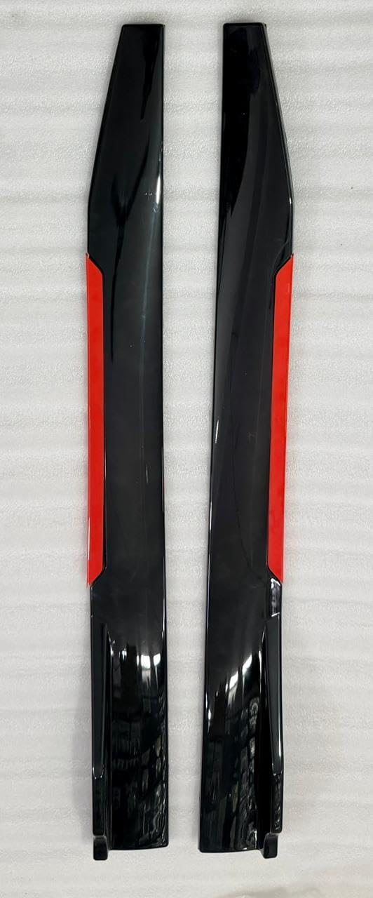 JDM 120CM Car Side Skirt Red Lip Splitter Wing Diffuser Rocker Splitters Car Body Styling Look Side Skirt, Lip Winglet Diffuser Universal 120cm Black-Red Comfort with All Vehicle 2PC-image-7
