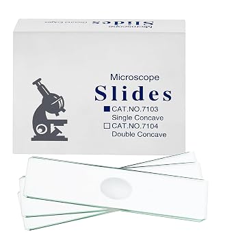 Concave Microscope Slides, 50 Pack Single Depression Glass Slides, Pre-Cleaned Optical Glass, 1 x 3 Inch for Biology, School & Lab Use
