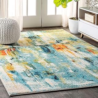 JONATHAN Y CTP100A-8 Contemporary POP Modern Abstract Waterfall Rug Bohemian Easy Care Bedroom Kitchen Living Room Durable 240 cm x 300 cm, Blue/Cream