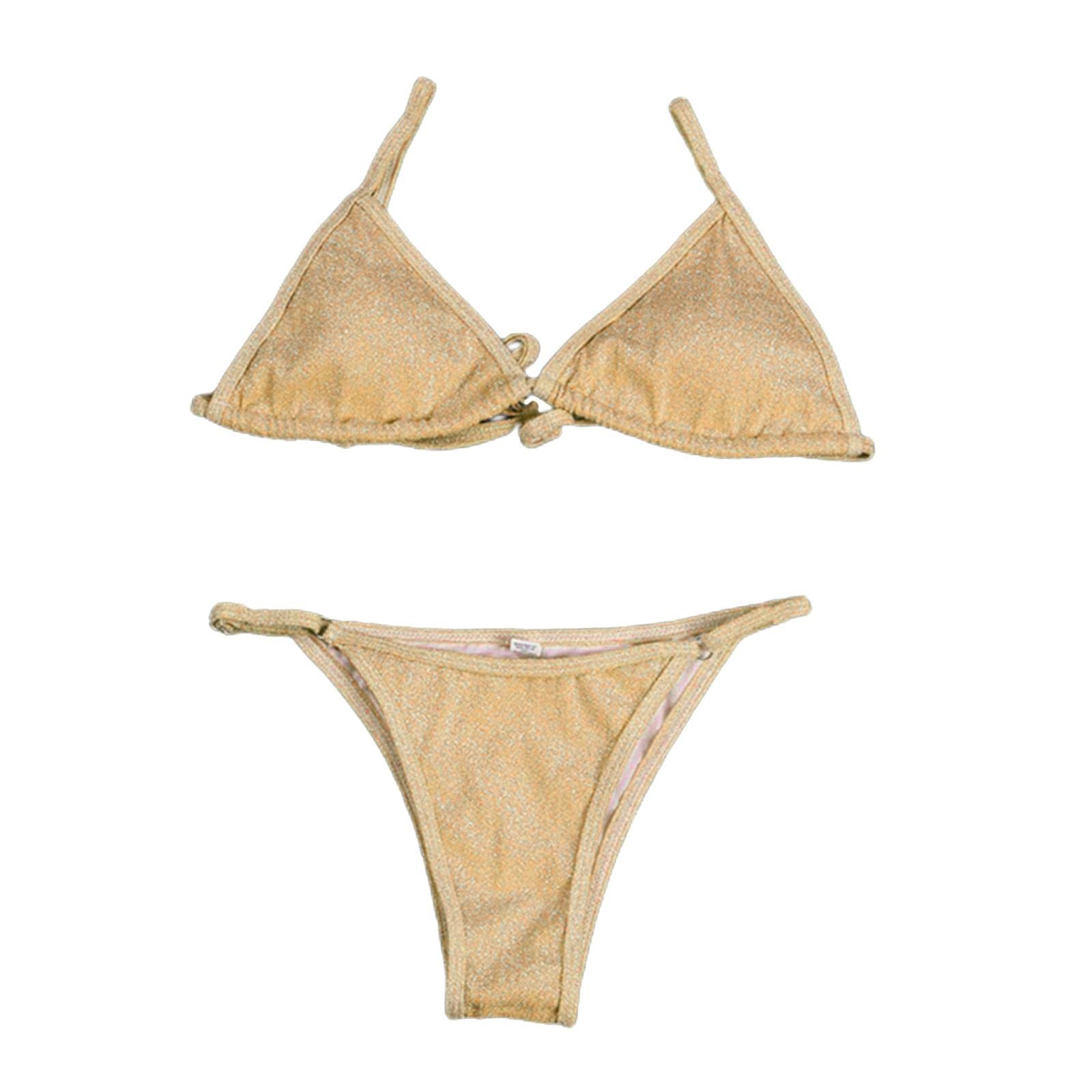 Women Swimsuit Push Up Bras Bikini Set Bathing Suit Beachwear Swimwear Golden XL-image-35
