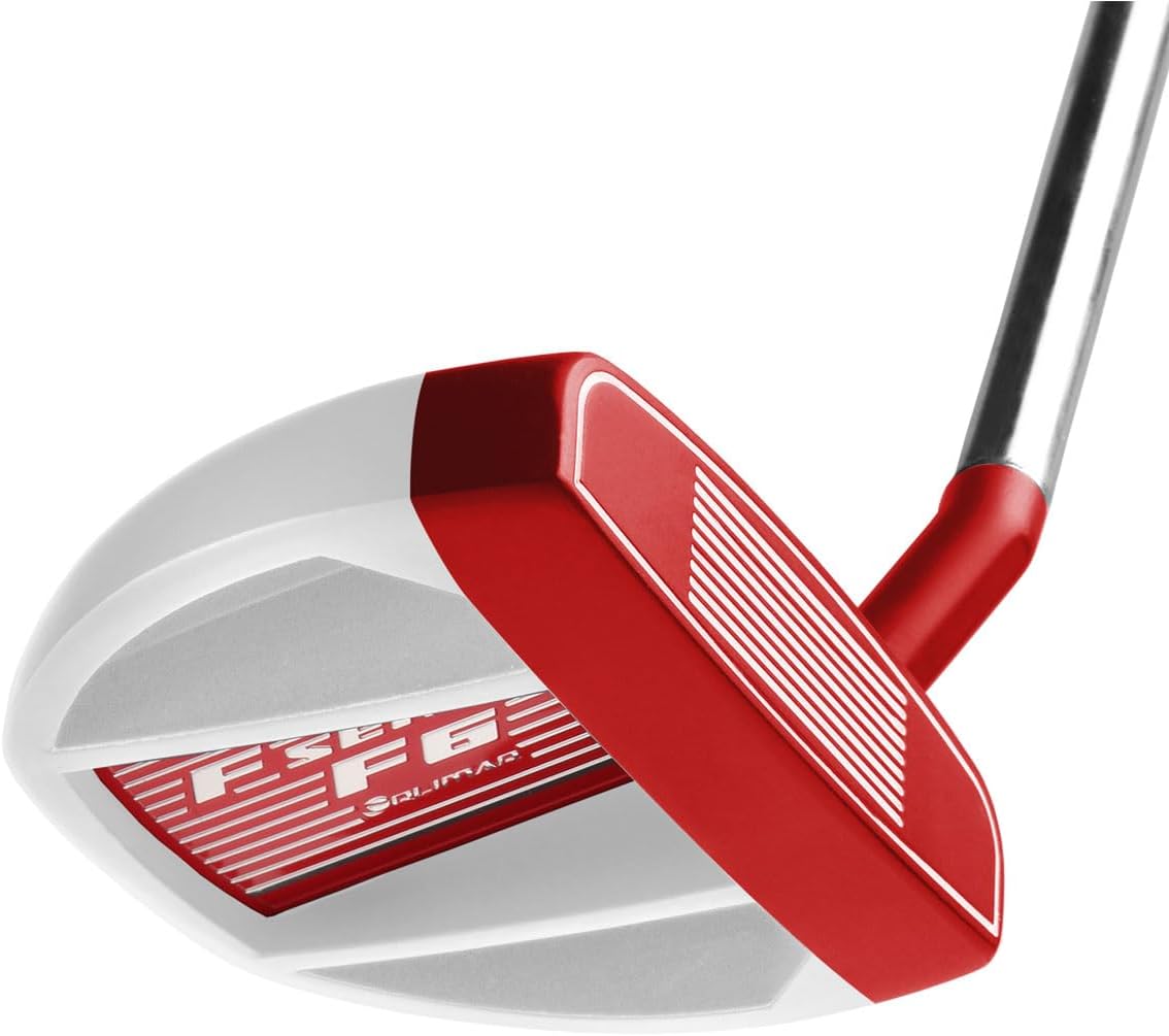 Orlimar Golf F6 Mallet Putter, Right Handed, 35 Inch, White, Half Offset Slant Neck with Midsize Grip and Headcover
