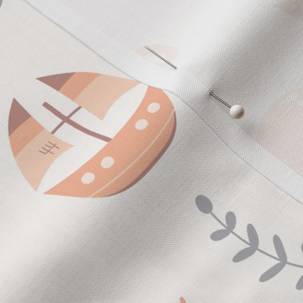 Spoonflower Fabric - Whimsical Coastal Nautical Coral Orange Gray Gender Neutrall Simple Printed on Petal Cotton Fabric Fat Quarter - Sewing Quilting Apparel Crafts Decor