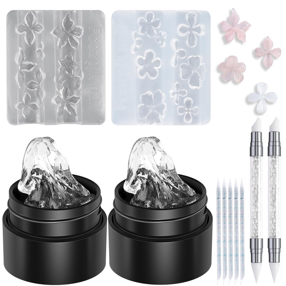 Clear Solid Builder Gel Kit with 2PCS 3D Silicone Molds
