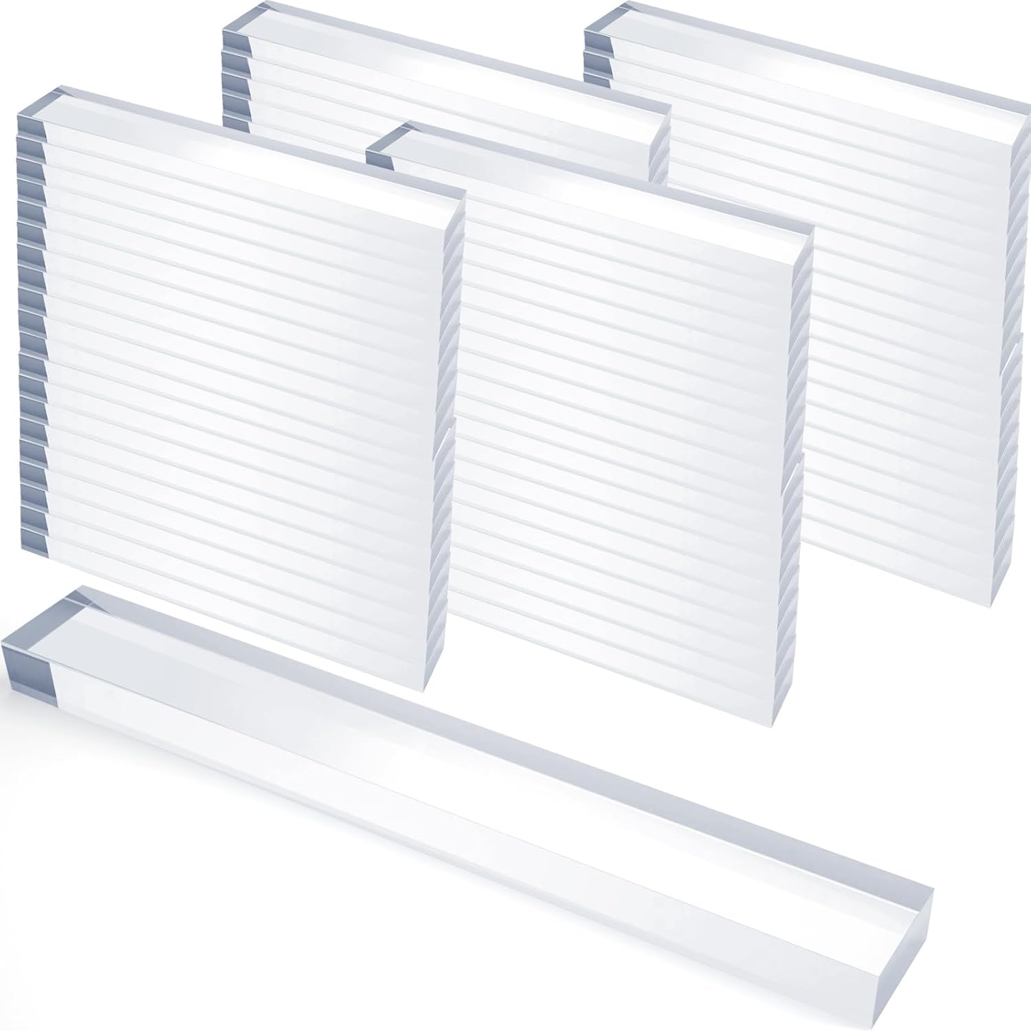 Innconee 100 Pack 1/8" x 1/4" x 2" Clear Plastic Setting Blocks for Shower Glass, Mirrors, Windows - UV Resistant Shims