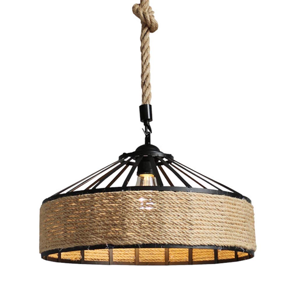 Eladcncmc Retro Vintage Industrial Rope Pendant Lamp Chandelier Ceiling Pendant Decorative Lamp Shade Iron Lampshade