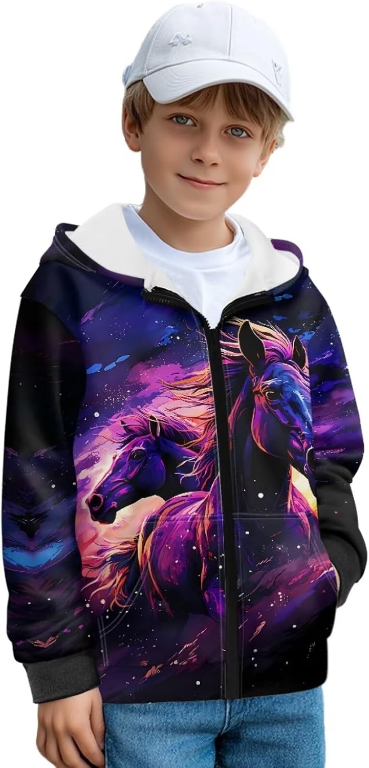 Kids Lightweight Zip Up Hoodie Warm Fleece Hooded Sweatshirt Long Sleeve Activewear Comfy Hoodie Sweatshirts