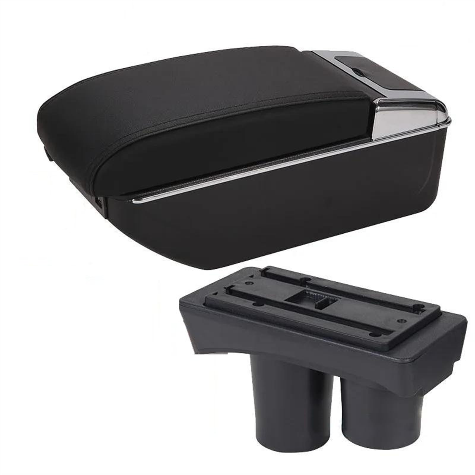 NOHEEU Car Center Console Storage Box Multifunctional Armrest Interior Accessories For Citroen C3 C2(B2 Black line 7USB)
