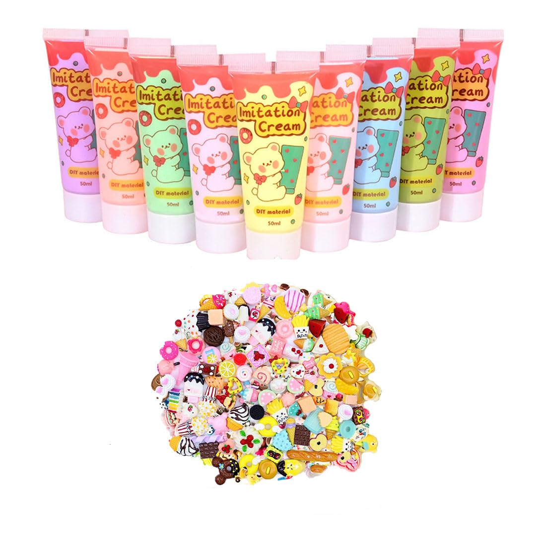 HanQ 50ml Simulation Imitation Cream Adhesive Gel DIY Fake Whipped Cake Cream Glue for Handmade Phone Case Mirror Jewelry Accessories Decoration with Nozzles (14# Blue)