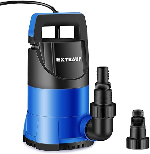 Bomba de sumidero 1HP Bomba de agua sumergible limpiasucia, bomba eléctrica termoplástica portátil de 3900 GPH de baja succión para piscina, jardín,