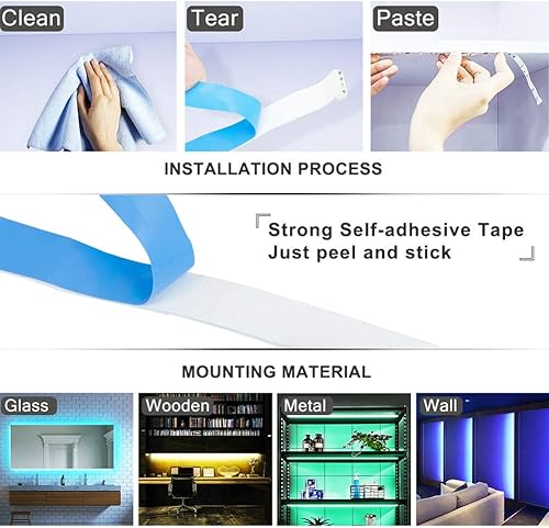 Miniatura 6 de ViLSOM Tira de luces LED, kit de tira de luz LED USB de 20 pies con control remoto, luces LED RGB 5050 que cambian de color para retroiluminación de