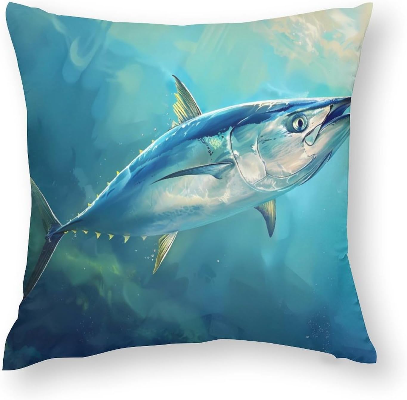 Tuna Fish in The Ocean Printed Throw Pillow Case 4 Pcs Soft Pillowcases Pillows Covers Sofa Bed Decor 12/14/16/17/18/20/22/24/32 Inches