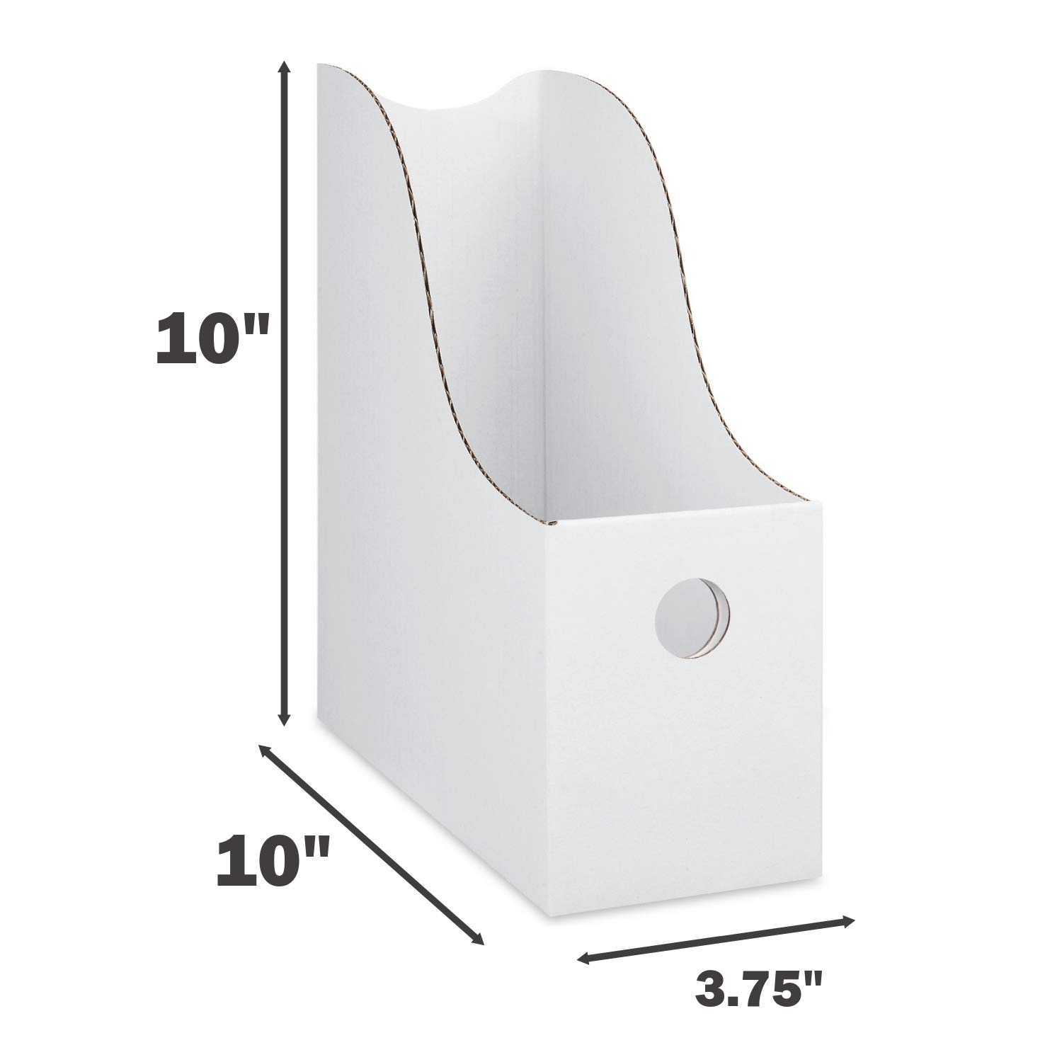 Dunwell White Magazine File Holders (6 Pack), Sturdy Cardboard Magazine Holder, Magazine