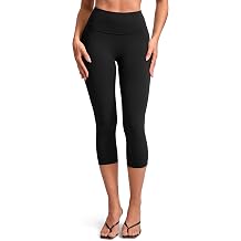INGIA Womens High Waist No Front Seam Scrunch Capri Leggings 19 Inches V-Back Scrunch Booty Workouts Yoga Gym Pants
