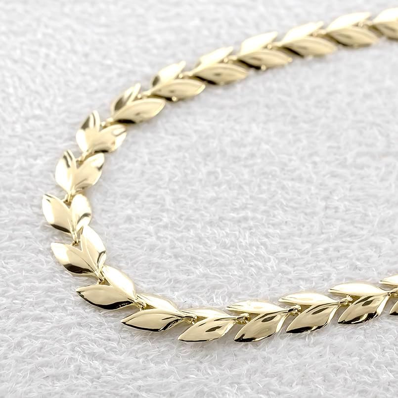 Atrus 18金 幅広 太め ブレスレット リーフ アジャスター チェーン 19cm ゴールド 18k 地金 【ヴィンテージフラワーシェイプスタッドイヤリング】 春 夏