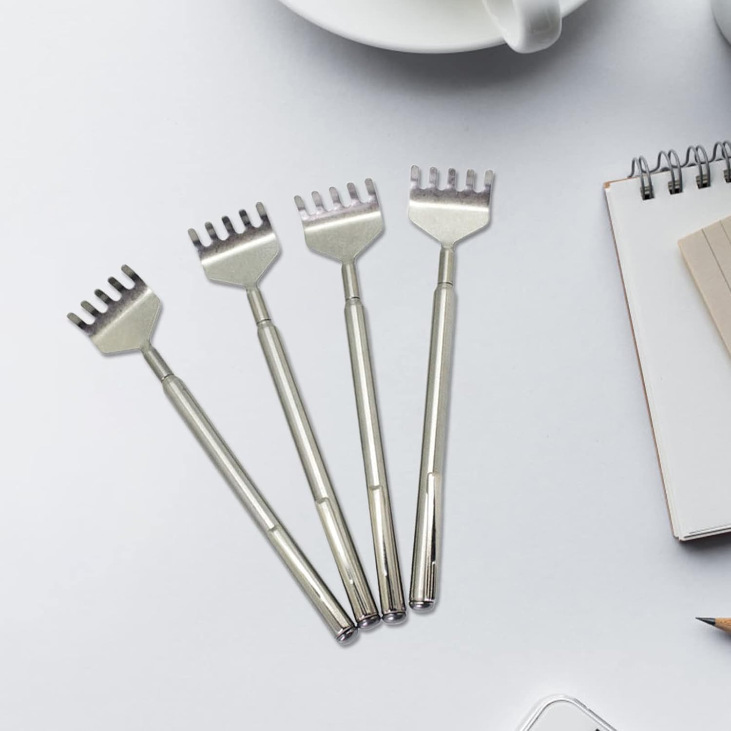 Silver Back Scratcher for Men Women,Extendable Stainless Steel Telescoping Backscratchers Relieve Itching Compact Convenient Hand Back Massager Backslap Massage Tools and Equipment for Gifts
