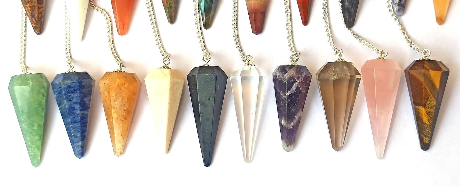 GEMSCITE Muchos péndulos de piedras preciosas a la moda, poderosos meditación psíquicos, éxito, regalo, Fengshui, prosperidad, salud, riqueza, reiki, radiestesia, energía, bienestar, cristal,