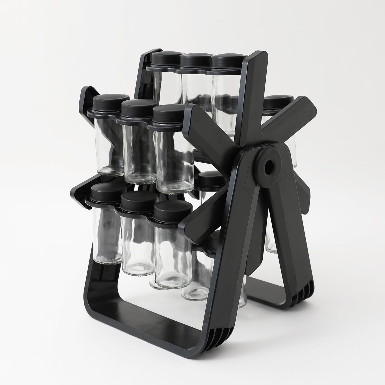 Kuber Industries Spice Rack | Rotating Kitchen Spice Organizer | 18 Glass Spice Jars | Masala Dani for Countertop | Multifunctional Kitchen Containers | Storage Organizer | KA-707 | Black (B0D5CTVNT1) Amazon Price History, Amazon Price Tracker