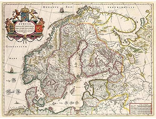 Wee Blue Coo Map Antique Scandinavia Norway Sweden Finland Art Print Poster Wall Decor 12X16 Inch