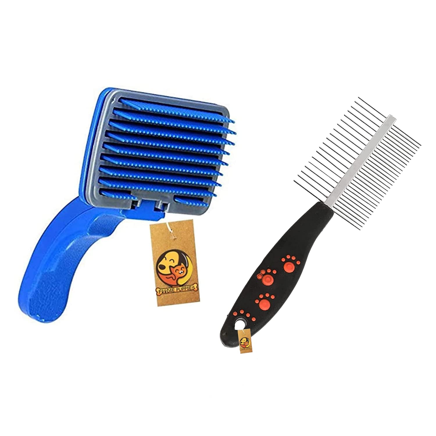 Foodie Puppies 2 in 1 Grooming & Deshedding Combo Pack of Plastic Slicker Brush and Paw Double Side Comb for Dogs & Cats (Color May Vary) | Long & Short Hair (Slicker + Comb) (B0914MM2F8) Amazon Price History, Amazon Price Tracker