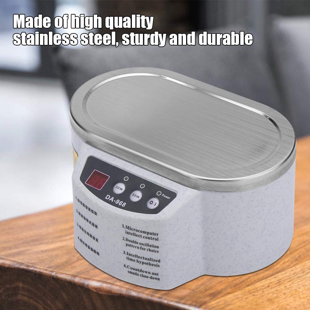 Limpiador Ultrasónico, Acero Inoxidable 600 ml Limpiador Profesional Rápido y Potente de Joyería Máquina de Limpieza Gafas Resistente y Duradera para Anillo Collar Anteojos Espejo Piezas Metal etc(UE)